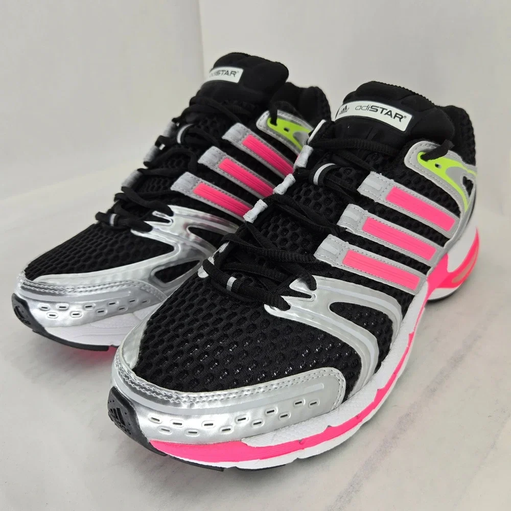 Adidas Adistar Control 5 Mens 10.5 Running Shoes Black Silver Pink JS0041 NEW